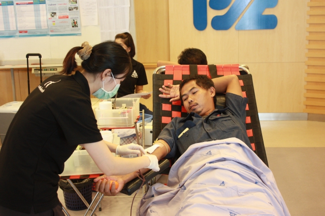 Employees (37 persons) of Pimai Salt Co.,Ltd. and affiliated company have joined to donate blood at Reception room of Pimai Salt Co.,Ltd.